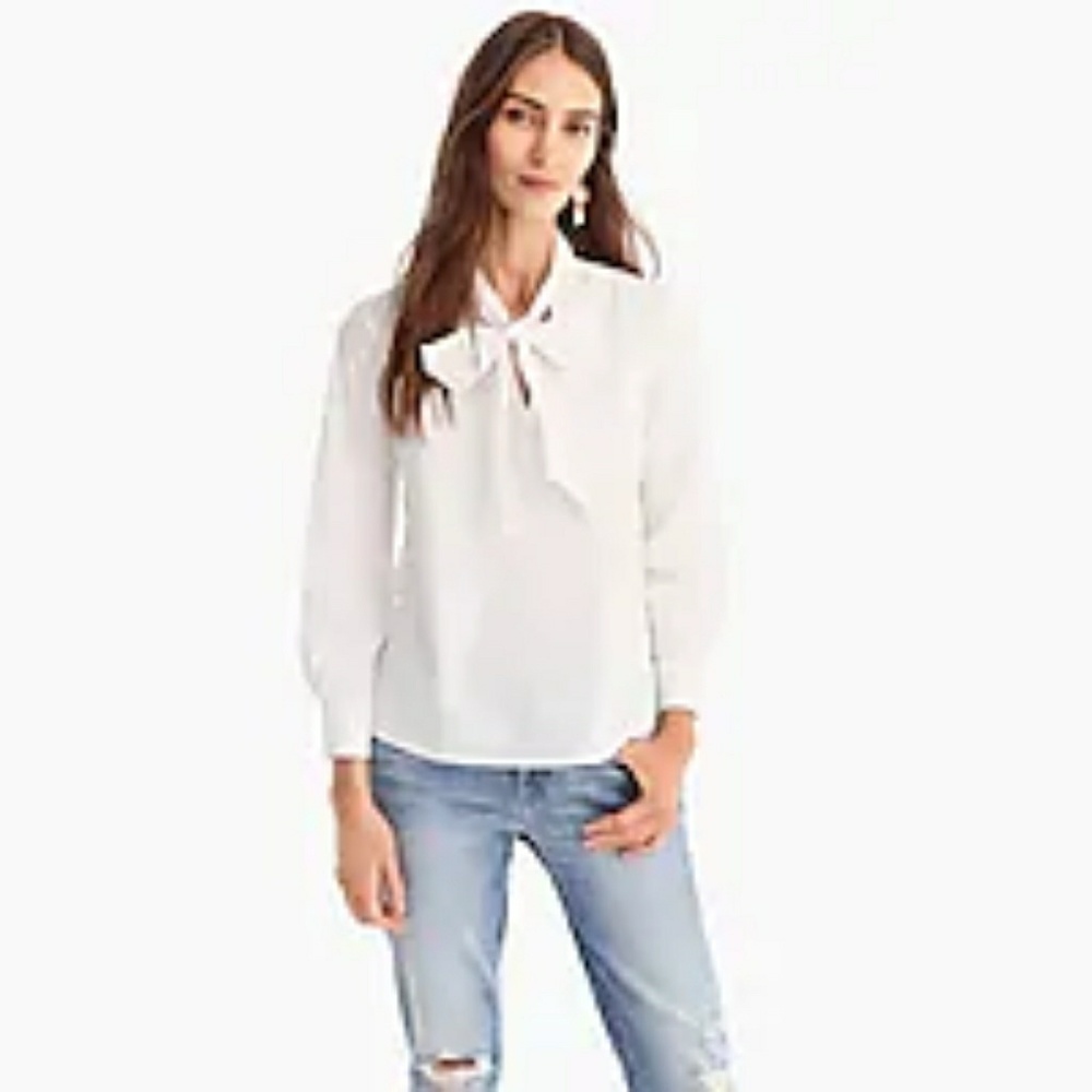 NWT J. Crew Cotton Neck Tie Blouse